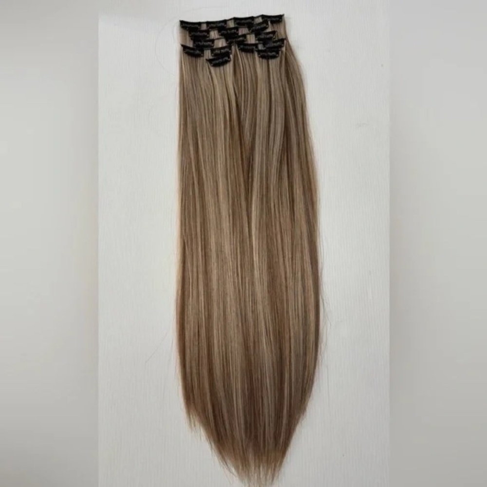 Light Brown With Light Blonde highlights Hair Extensions 24 in